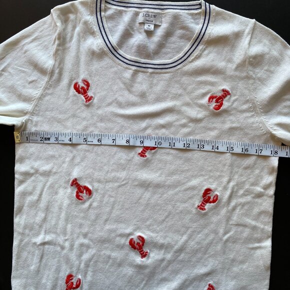 J Crew Lobster Teddie Sweater Cotton Size M Ivory Knit Crewneck - Picture 5 of 7